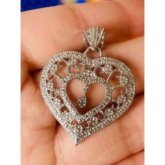 sterling Jewelry - 925 sterling silver Hollow Dainty heart pendant